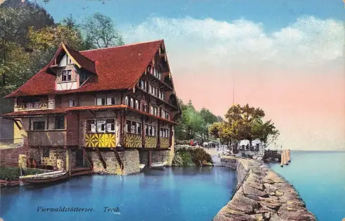 AK Vierwaldstättersee Treib Schweiz 1916 gelaufen Postkarte