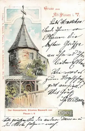 Plauen Vogtland Nonnenturm ältestes Bauwerk AK 1900