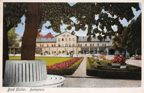 Bade Platz in Bad Elster Vogtland Sachsen Postkarte AK 1944