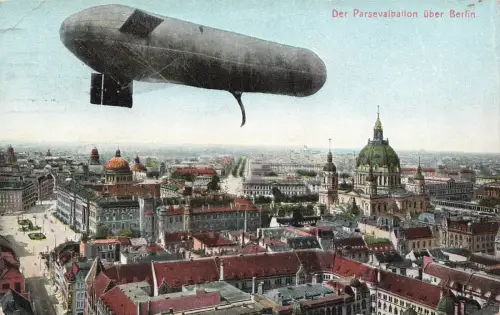 AK Berlin Parsevalballon Stadtansicht Berlin 1915 gelaufen Postkarte