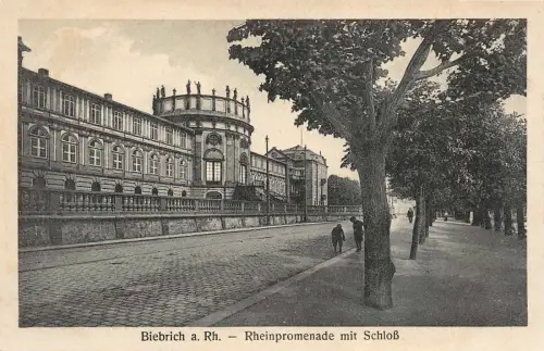 Biebrich a. Rh. Rheinpromenade mit Schloß Postkarte AK