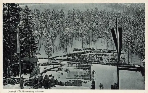 Hindenburgschanze in Oberhof Thüringen Postkarte AK