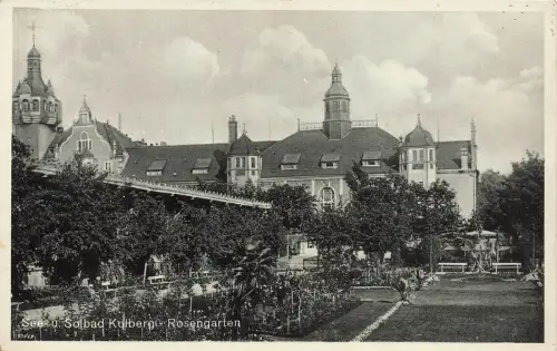 Rosengarten in Solbad Kolberg Pommern Postkarte AK 1934