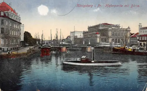 Königsberg i. Pr. Hafenpartie mit Börse Feldpostkarte AK 1917