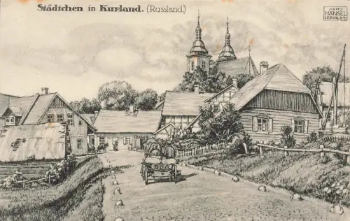 Städchen in Kurland Russland Patriotika Postkarte AK 1917