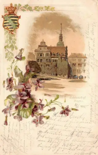 Schlosshof in Dresden Sachsen Postkarte AK 1905