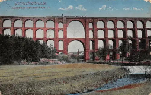 Göltzschtalbrücke Eisenbahnlinie Reichenbach-Plauen Vogtland Sachsen AK 1919