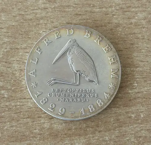 DDR 10 Mark 1984 Alfred Brehm Silber Münze￼