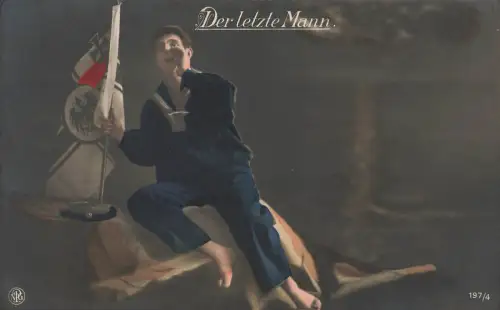 Der Letzte Mann Matrose mit Reichsfahne Postkarte AK