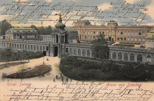 Gruss aus Dresden mit Königlichen Zwinger Sachsen Postkarte AK 1905
