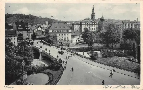 Greiz Blick auf Unteres Schloss Postkarte AK 1929