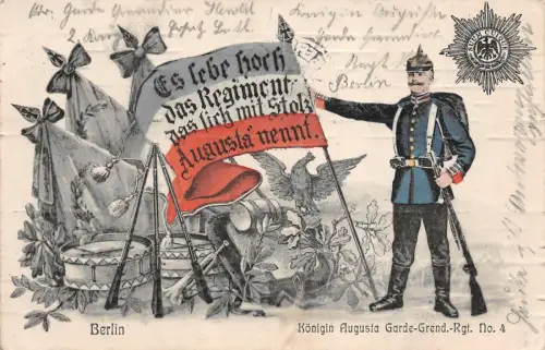 Königin Augusta Garde Regiment Nr.4 Berlin Patriotika Postkarte AK 1914