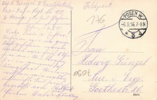 Ansicht Posen An der Schloßbrücke Theaterbrücke Feldpostkarte AK 1915