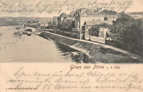 Gruss aus Pirna Partie an der Elbe Sachsen Postkarte AK 1902