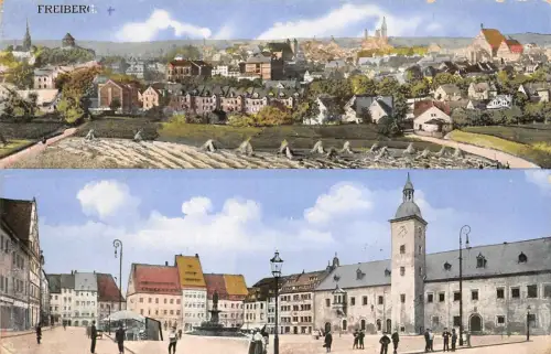 Freiberg Ansicht Kirche Marktplatz Feldpostkarte AK 1916