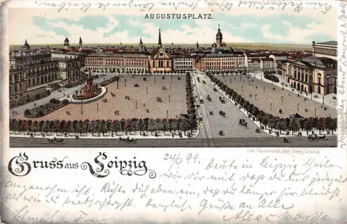 Gruss aus Leipzig Augustusplatz Postkarte 1899