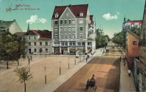AK Insterburg Buttermarkt Wilhelmstraße Pferdekutsche Ostpreussen 1917 Postkarte