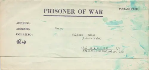 POW Kriegsgefangenschaft Brief USA 2wk 1541 Labor Supervision Company US Army