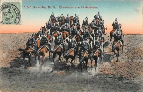 K.S.1. Ulanen-Regt. "König Albert" Nr.17 gelaufen 1916 Oschatz Hindernissen