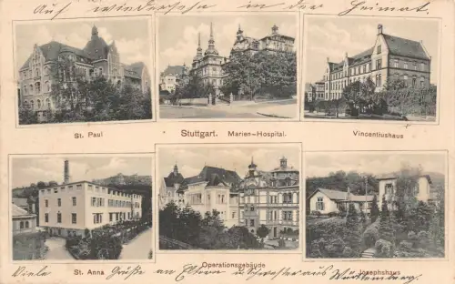 Stuttgart Marien-Hospital St. Paul St. Anna Josephshaus Feldpostkarte AK 1916