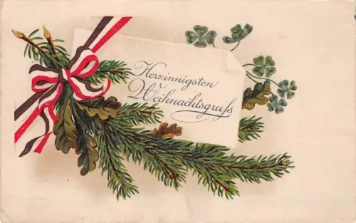 Herzinnigsten Weihnachtsgruß Patriotika Postkarte AK 1916