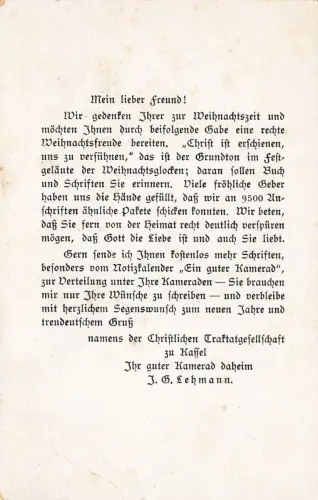 Ein Weihnachtsgruß aus der Heimat den lieben Kriegern Patriotika Postkarte AK