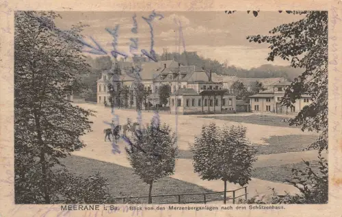 Meerane i. Sa. Blick von den Merzenberganlagen Schützenhaus Postkarte AK