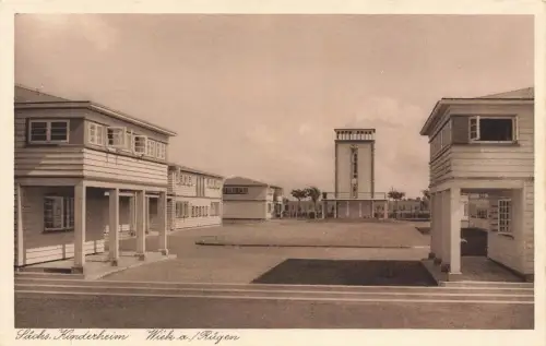 Blick vom Bollwerk aus Kinderheim Wiek Mecklenburg-Vorpommern Postkarte AK