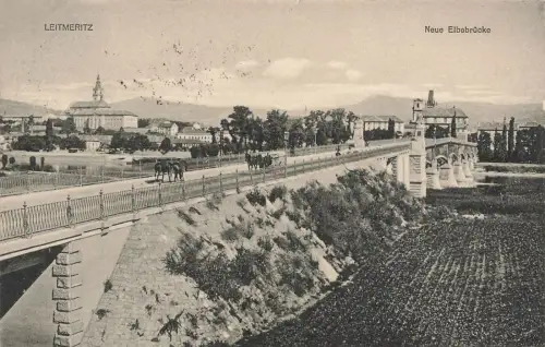 Neue Elbbrücke in Leitmeritz Litoměřice Böhmen Postkarte AK 1916