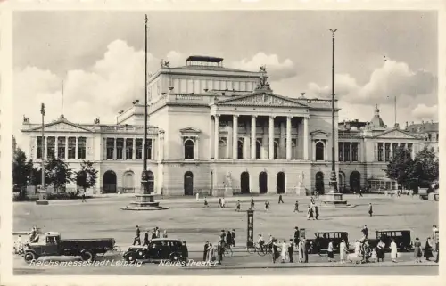 AK Leipzig Neues Theater Oldtimer Sachsen ungelaufen Postkarte