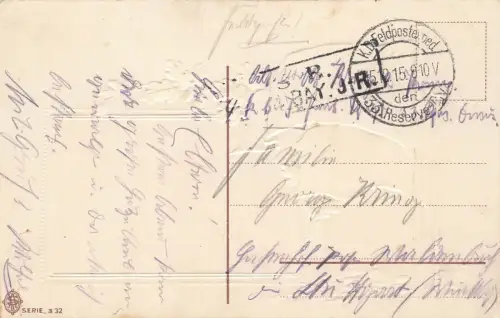 Ihr wolln wir unser Leben weihn Reichsfahne Patriotika Geprägt Postkarte AK 1915