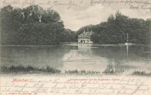 AK München Kleinhesseloher See Englischer Garten Bayern 1901 gelaufen Postkarte