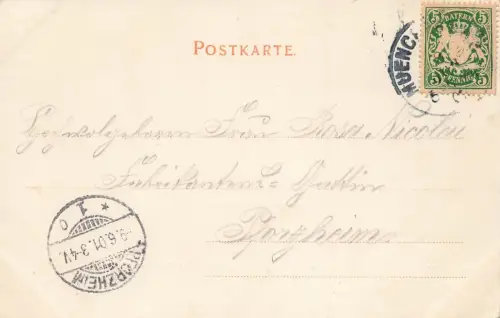 AK München Kleinhesseloher See Englischer Garten Bayern 1901 gelaufen Postkarte