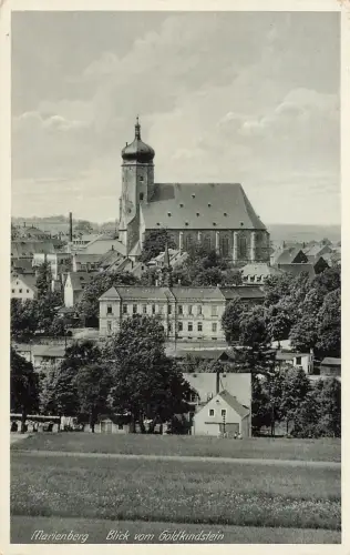 AK Marienberg Blick vom Goldkindstein Kirche Sachsen 1940 gelaufen Postkarte