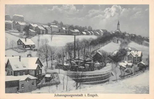 Stadtansicht im Winter Johanngeorgenstadt Erzgebirge Sachsen Postkarte AK 1931