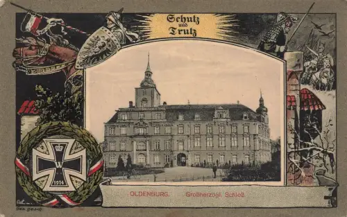 Großherzogliches Schloss in Oldenburg Niedersachsen Postkarte EK2 AK 1915