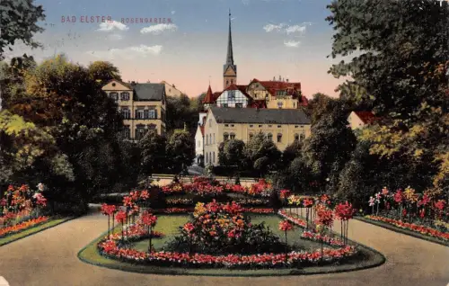 Rosengarten in Bad Elster Vogtland Sachsen Postkarte AK 1914