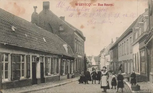 Neue Straße Rue Neuve Wervico, La Douane Francaise Frankreich Postkarte AK 1915