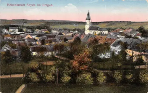 Stadtansicht von Sayda im Erzgebirge Sachsen Postkarte AK 1922
