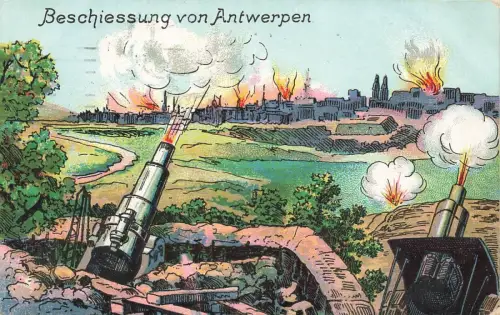 Artillerie Beschiessung von Antwerpen Postkarte AK 1916