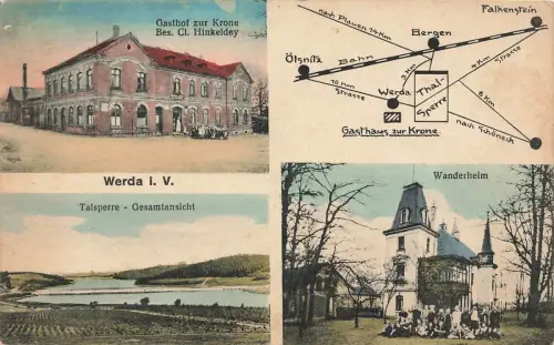 Gasthof zur Krone und Wanderheim in Werda Vogtland Sachsen Postkarte AK