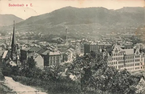 Blick auf Kirche und Stadt Bodenbach an der Elbe Böhmen Postkarte AK 1913