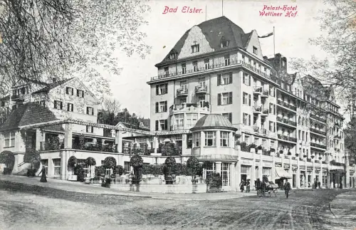 Palast-Hotel Wettiner Hof in Bad Elster Vogtland Sachsen Postkarte AK 1919