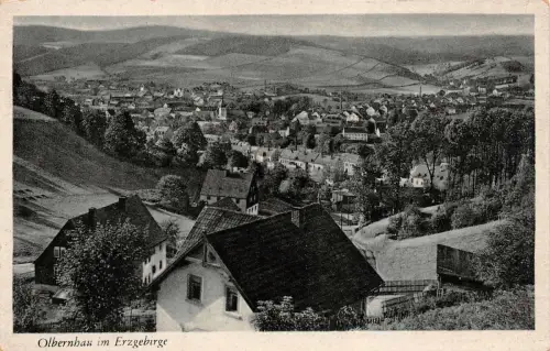 Stadtansicht von Olbernhau Erzgebirge Sachsen Postkarte AK