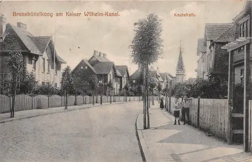 Brunsbüttelkoog am Kaiser Wilhelm Kanal Kautstrasse Häuser Kinder 1915