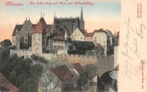Schlossberg mit Dom und Albrechtsburg in Meissen Sachsen Postkarte AK 1902