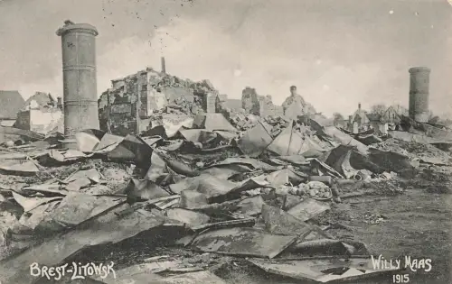 Zerstörte Stadt Brest-Litowsk Russland Postkarte AK 1916