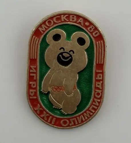 Großes Abzeichen Mischka Maskottchen Olympia Moskau Anstecker 1980