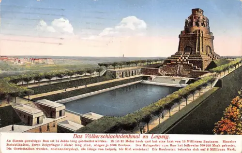 Das Völkerschlachtdenkmal zu Leipzig Sachsen Postkarte AK 1931