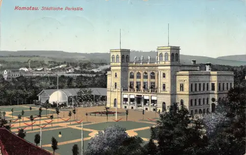 Städtische Parksäle Komotau Postkarte AK 1910